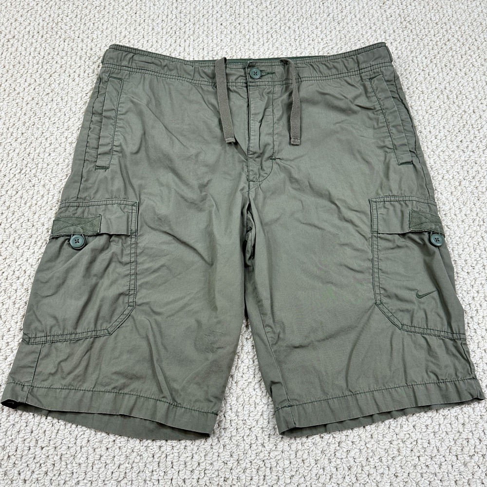 Nike Athletic Dept Cargo Shorts Mens L Green Utility Military Skater Drawstring
